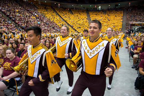 Marching Band members at UMN Convocation