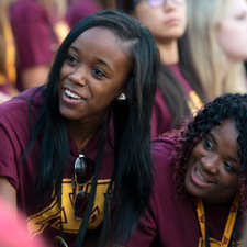 Students talk to each other during Welcome Week